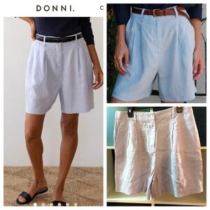DONNI. Linen NWT Women's Soft VIOLET BLUE Bermudas